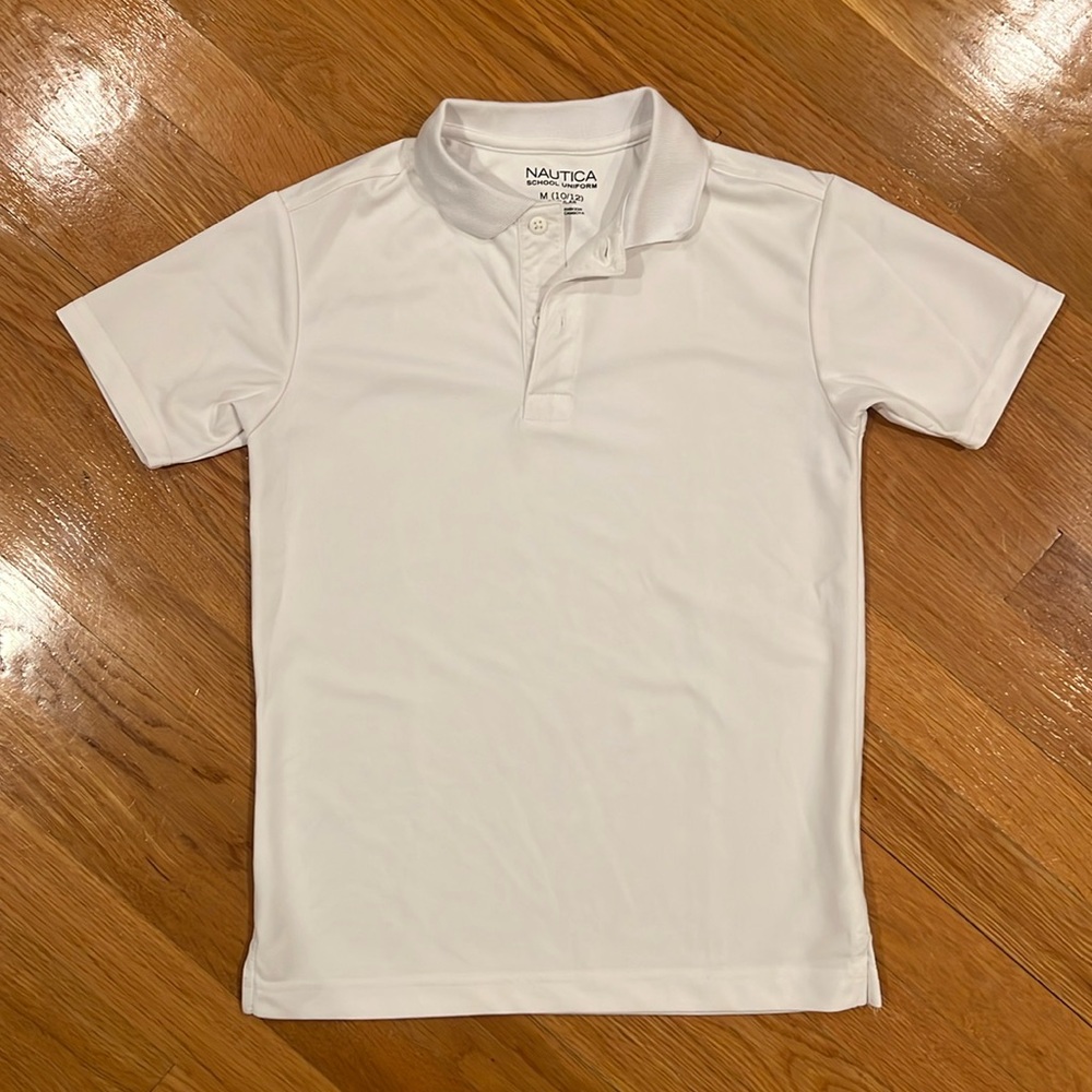 NAUTICA SCHOOL UNIFORM GOLF SHIRT, BOY'S WHITE